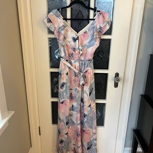 NWT DKNY Pastel Pink and Blue Maxi Dress | Wedding Guest | Size 8